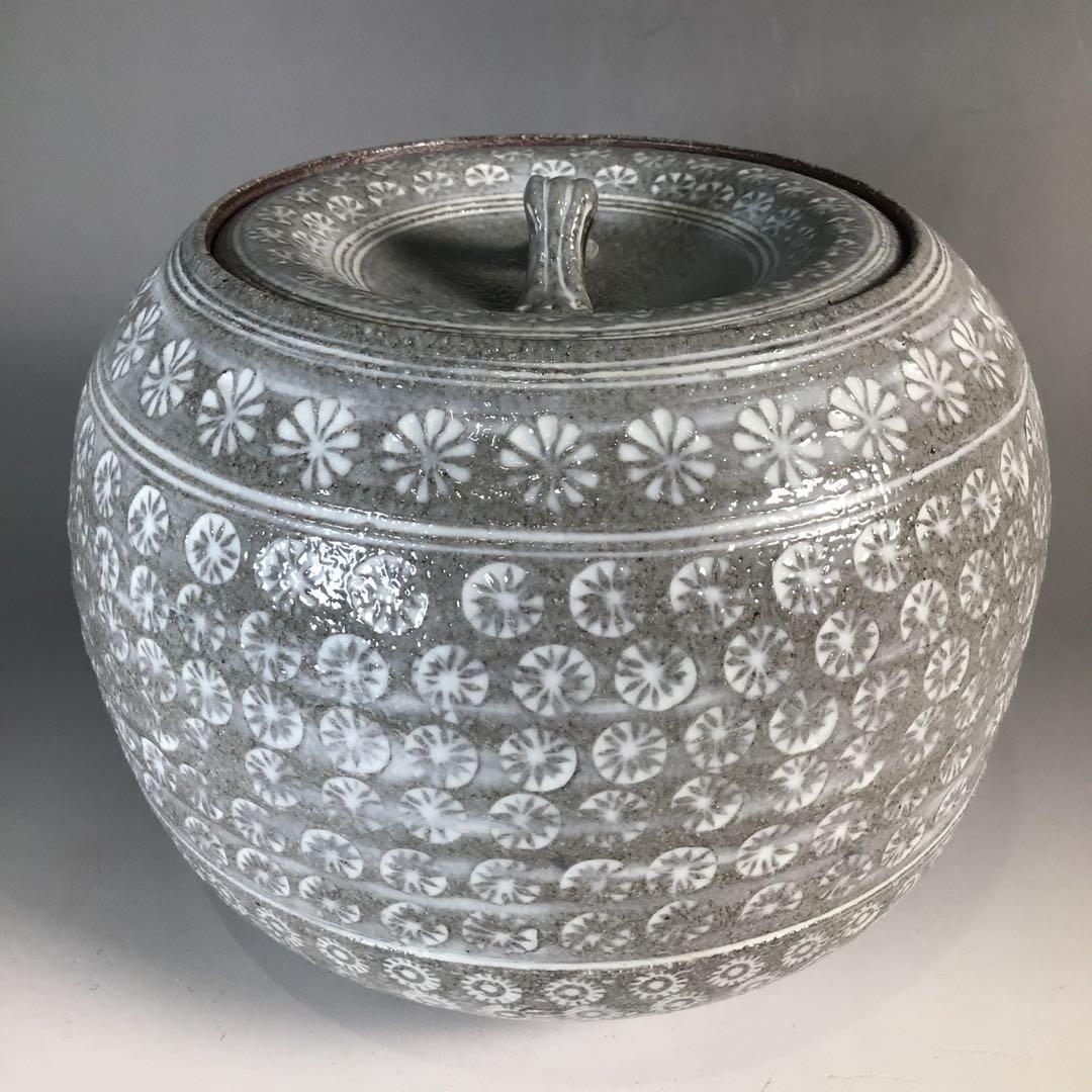 Ｎ９６６　水指　『光山造』『三島手』『丸形水指』　共箱　茶道具