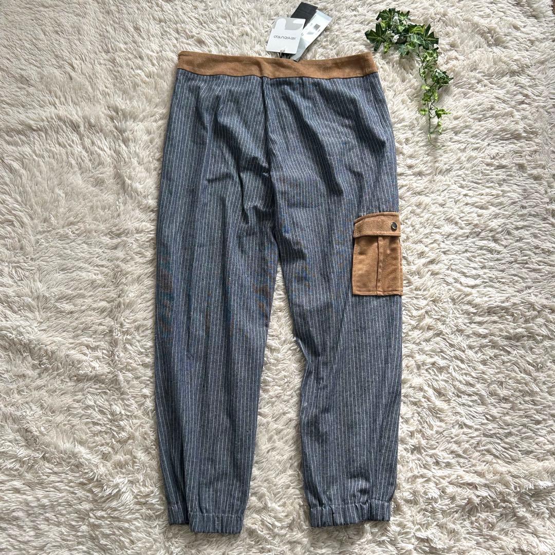 未使用　センソユニコ　サルエルパンツ　異素材　切り替え　リネン　大きいサイズ