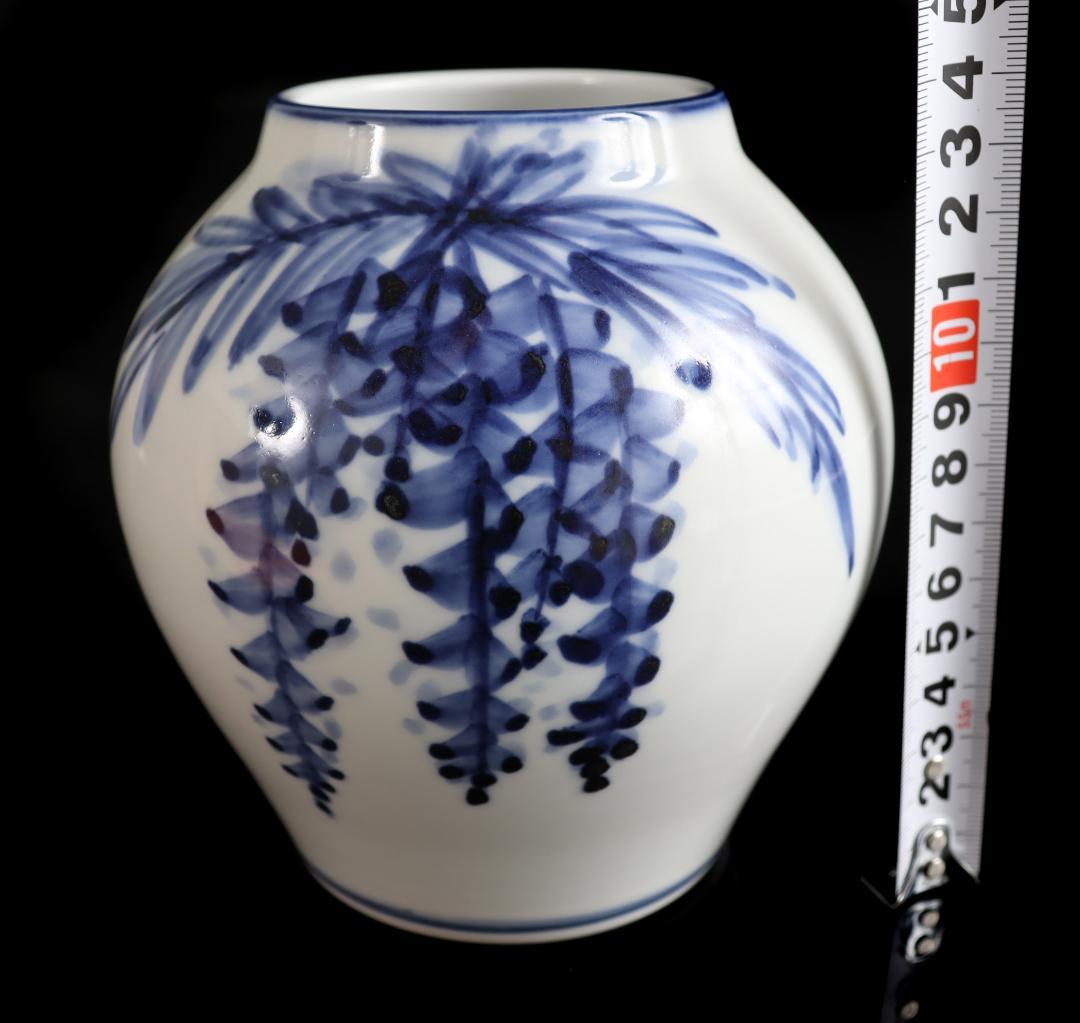 人間国宝 近藤悠三の次男 近藤潤 藤絵壷 花入れ 花生 共箱