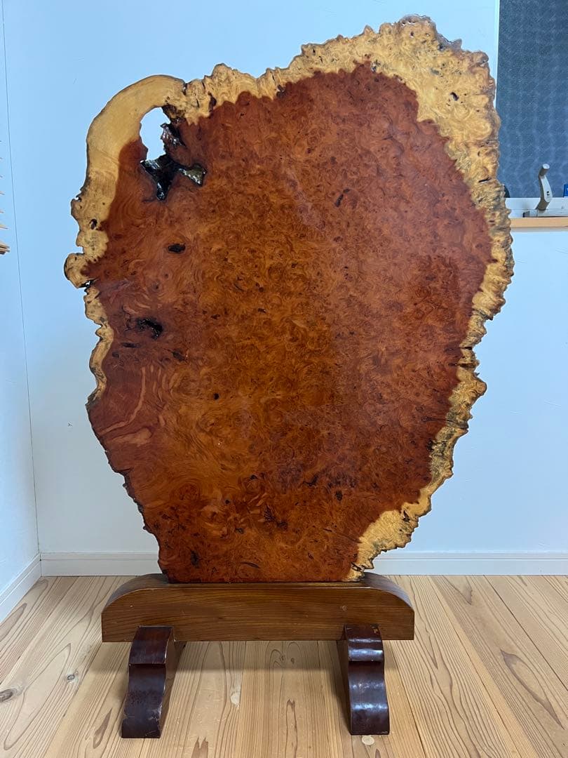 希少】花梨瘤 衝立 一枚板 天然木 玉杢 花梨瘤杢 スタンド付） - メルカリ