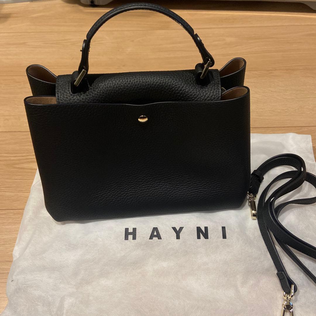 HAYNIブラックハンドバッグ 取り外し可能ストラップ