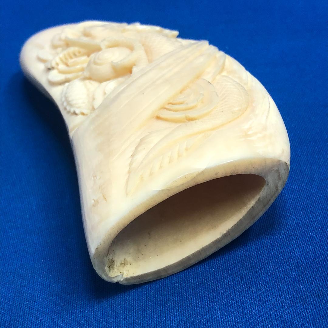 手彫鯨牙工芸品 辰置物玉峰希少鯨歯