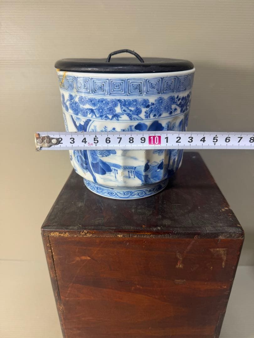 2412 五良大甫 呉祥瑞造 染付人物 水指 時代物