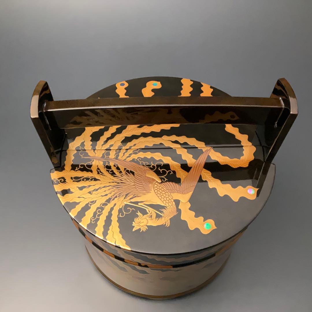 鳳凰蒔絵 手桶水指 輪島 谷内一則（紫香）共箱 6R1180A