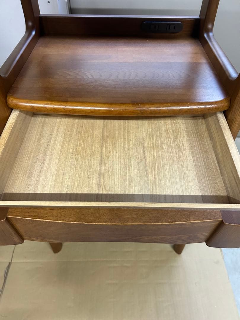 マルニ 天然木製 電話台・ファックス台 コンセント付き