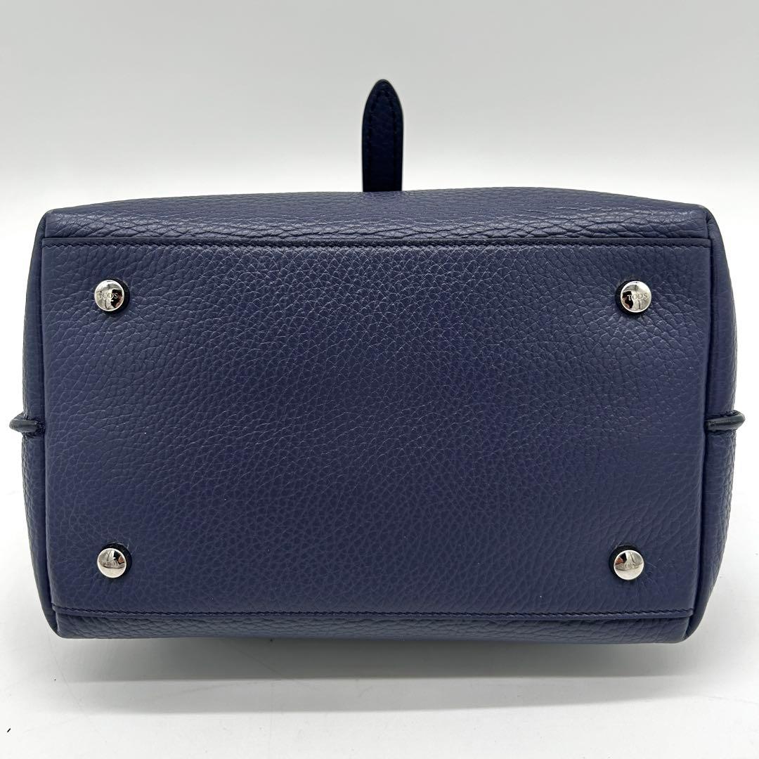 【美品】トッズ 2way ジョイミニ ハンドバッグ レザー ネイビー 斜め掛け