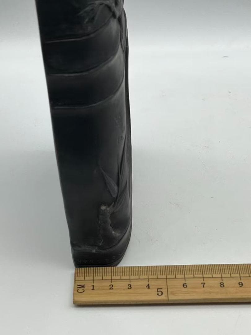 古端渓硯 清時代 刻竹型封猴吉祥文 【封候】【博砚