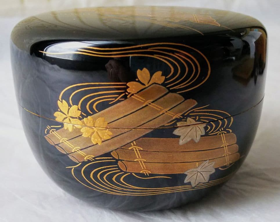 ●茶道具● 平棗 輪島塗 蒔絵花筏 （蒔絵師 今田北仙）