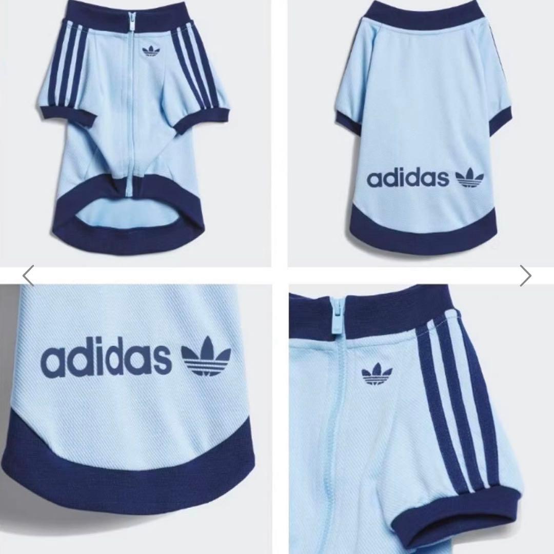 adidas 水色 犬服 猫服 中国限定 ジップアップウェア Mサイズ adidas