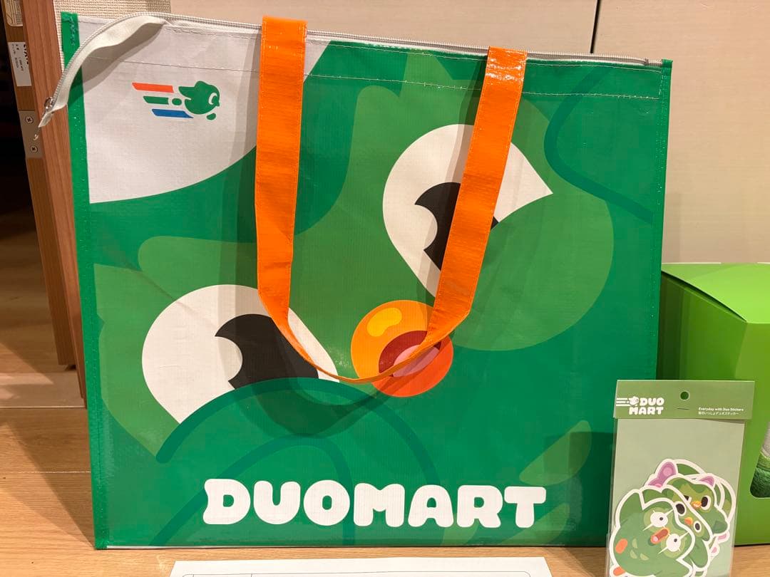 Duolingo DUOMART Duo ぬいぐるみとファスナー付バッグセット