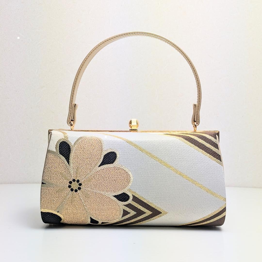 和装 草履 バッグ セット 帯地 ブラウン ゴールド フリーサイズ u94-6