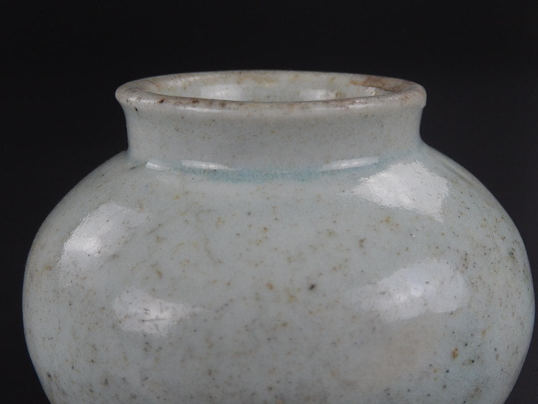 李朝 白磁 壺 李朝 白磁 塩笥 壺 骨董 民藝 グレー 李朝