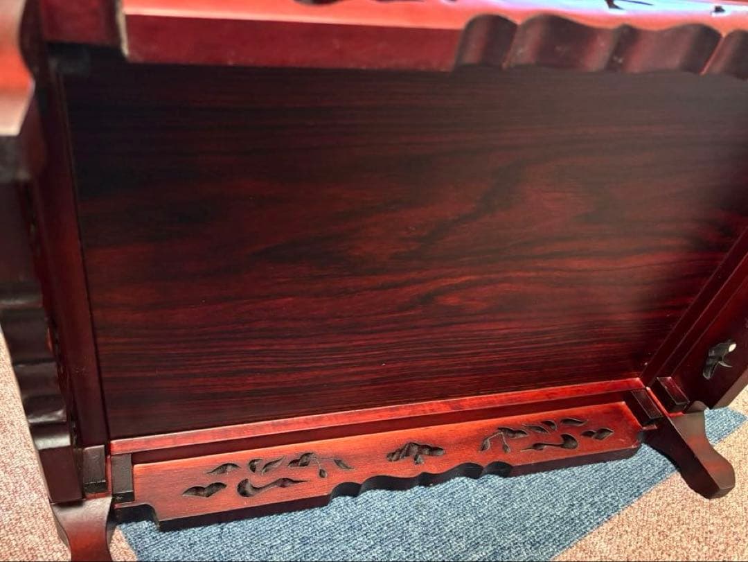 値下香炉台 花台 透かし彫り 盆栽台 和風 四つ足 木製 中古 花台