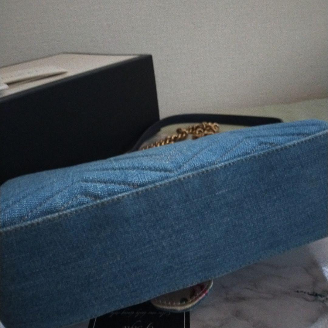 グッチ　GG　マーモント　デニム　チェーンショルダーバッグ