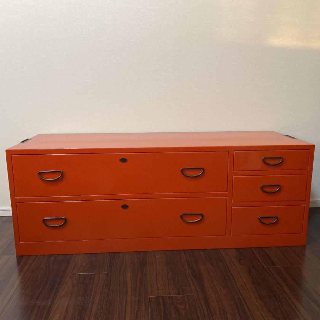 骨董 アンティーク 朱赤漆 箪笥 最高