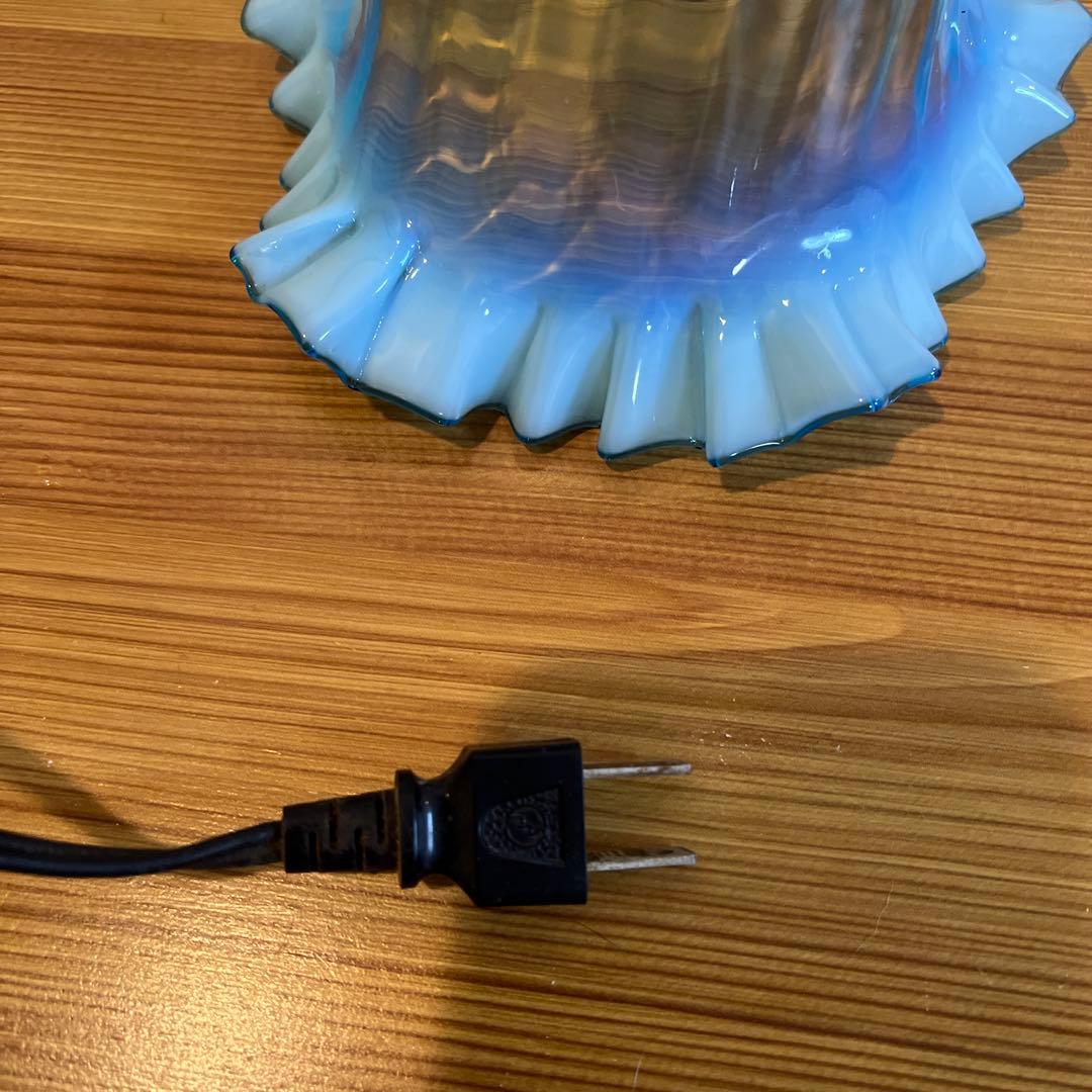 ヴィンテージ 青色フリル付きベル型ペンダントライト