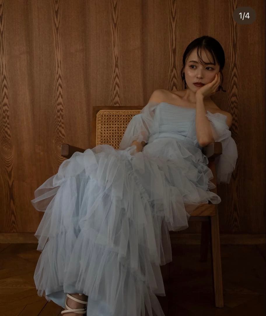 カラードレス　ウエディングドレス　ブルー　シャーベット