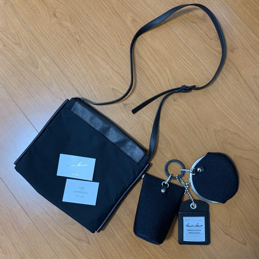 kawakawaボタンショルダーバッグ パスケース＆口金ポーチ＆WETポーチ付