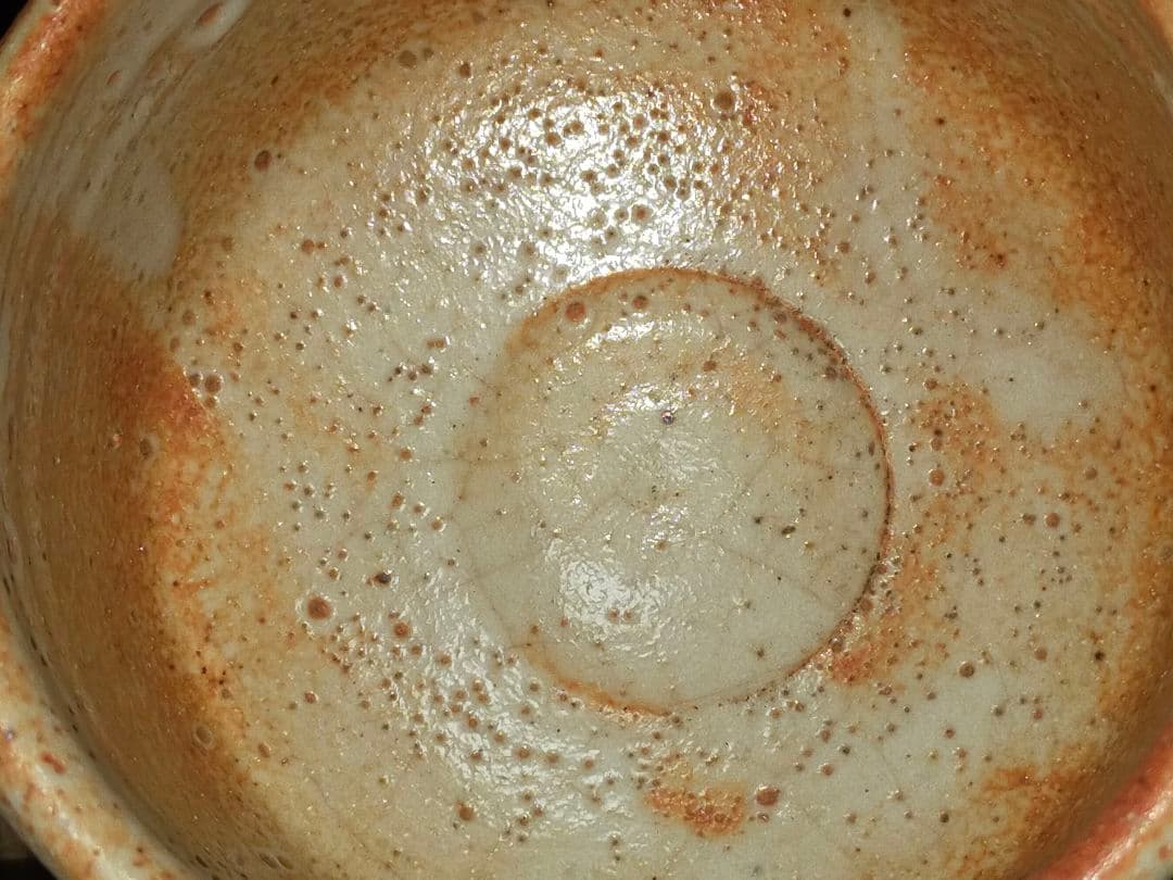 ♥美濃焼　志野　茶碗　在銘　桐箱付き　骨董品　古玩