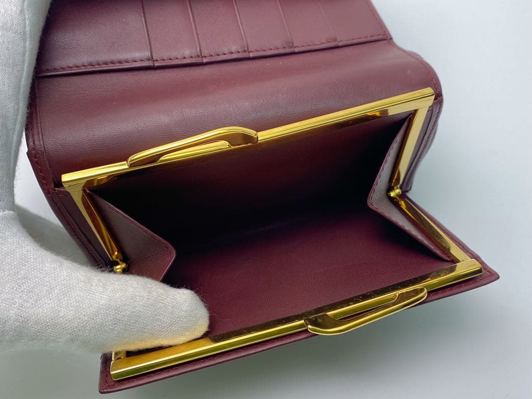 美品 Cartier カルティエ マストライン 三つ折り財布　がま口 ボルドー