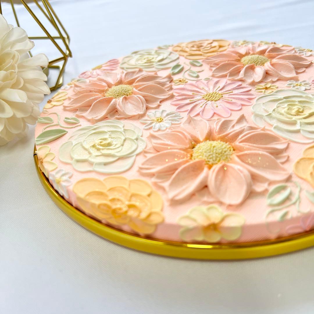 テクスチャーアート 絵画 インテリアアート 花 立体 絵 北欧インテリア