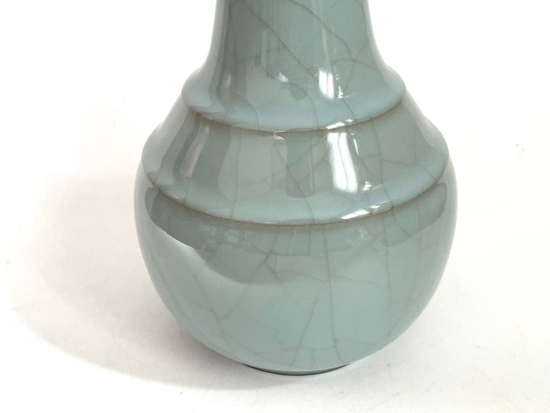 陶芸家 川瀬忍 青磁 花瓶 花入 中国写 中国古陶磁 箱なし