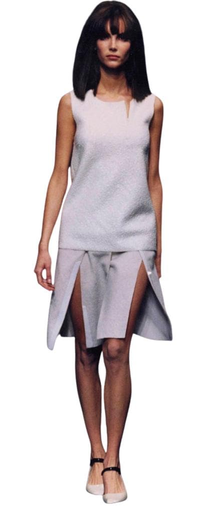 PRADA プラダ Y2K ラバー スリット入り ひざ丈 スカート オフホワイト