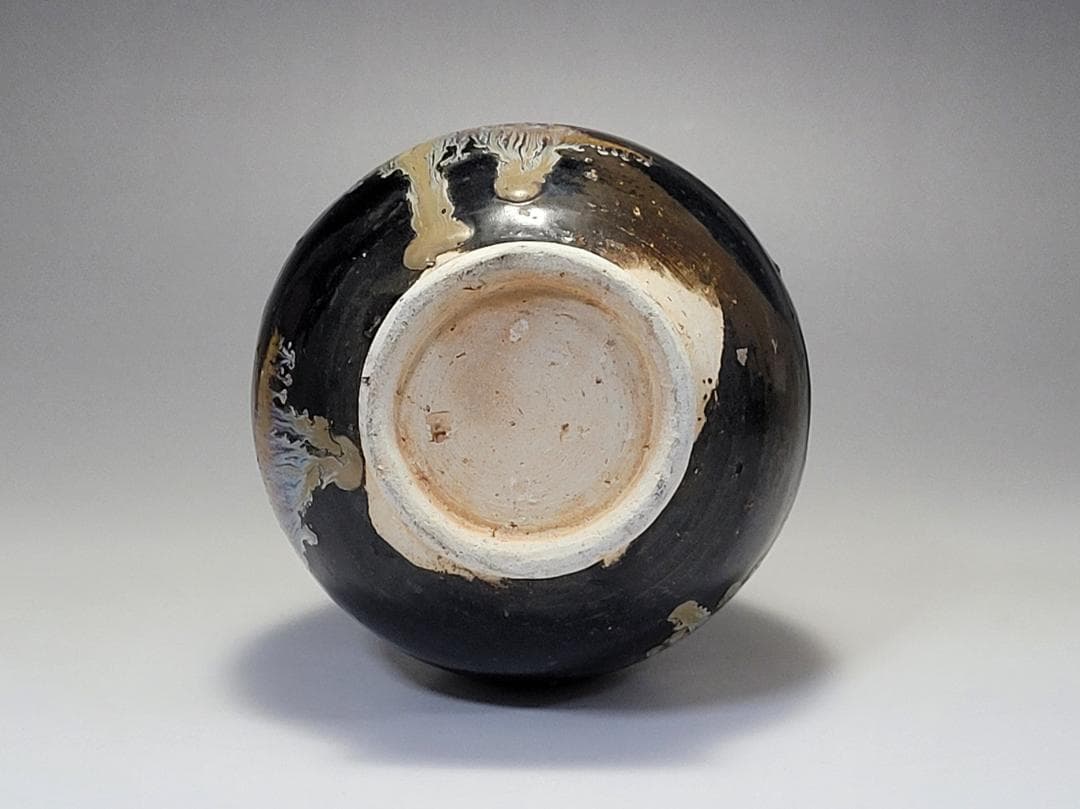 黑釉 窯変紋 天目瓶 宋元時代 高さ約22.1cm