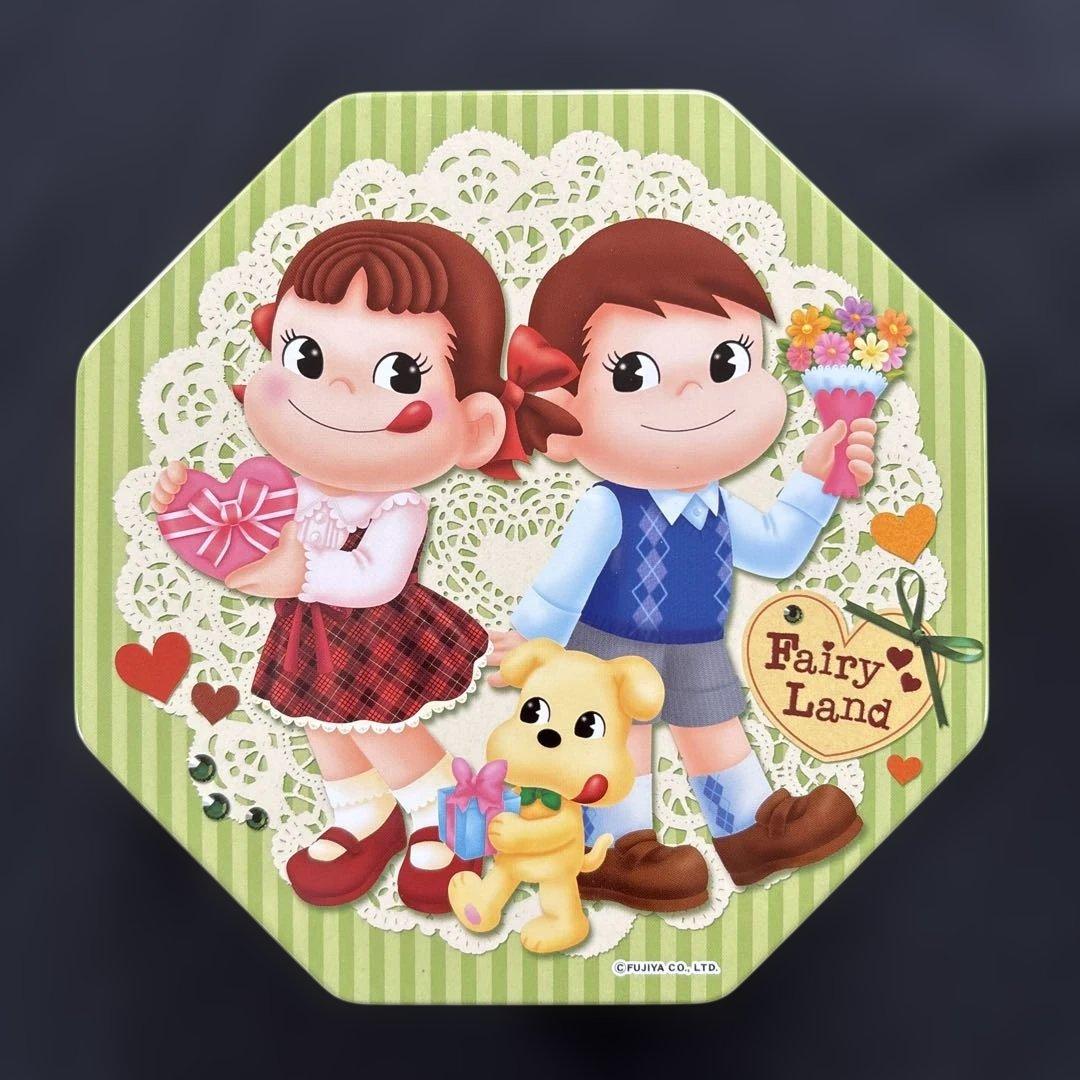 ペコちゃん ポコちゃん 八角形缶 フェアリーランド 不二家 お菓子