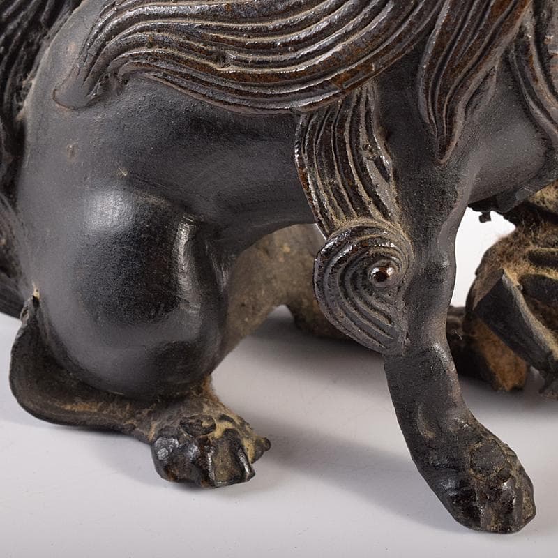 中国 古銅宣徳銅 玉乗り獅子 置物 D R7798 美術品・アンティーク