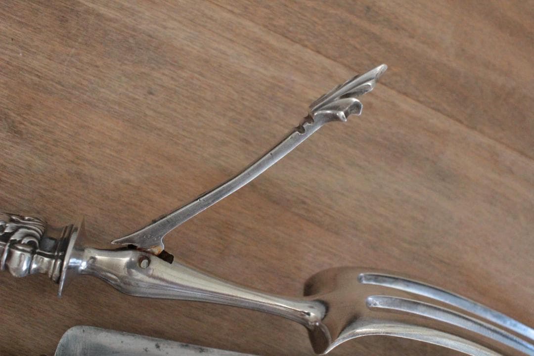 フレンチアンティーク・シルバー大型ナイフ&フォーク2本セット 美術品