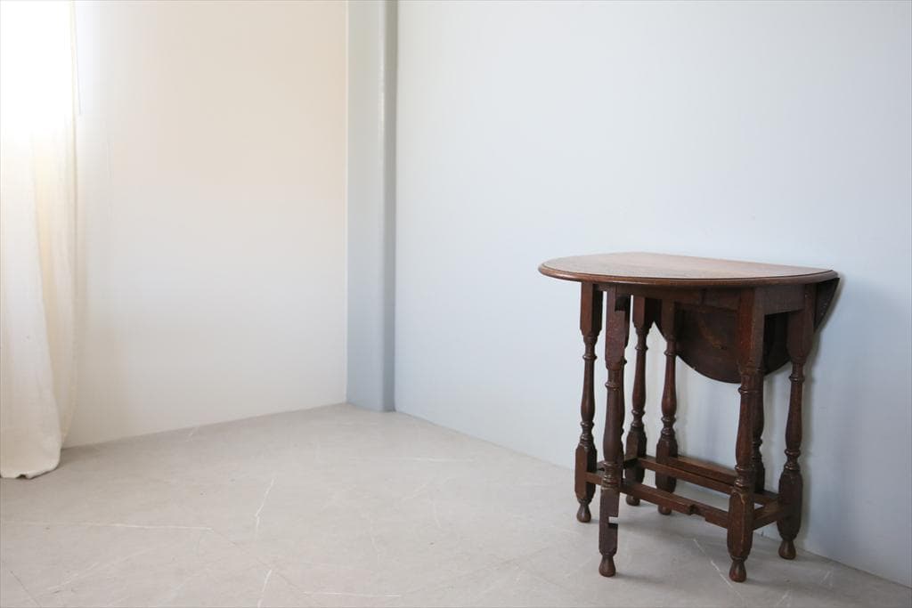 英国アンティーク木製ゲートレッグテーブル/ダイニング机バタフライ(91-126)