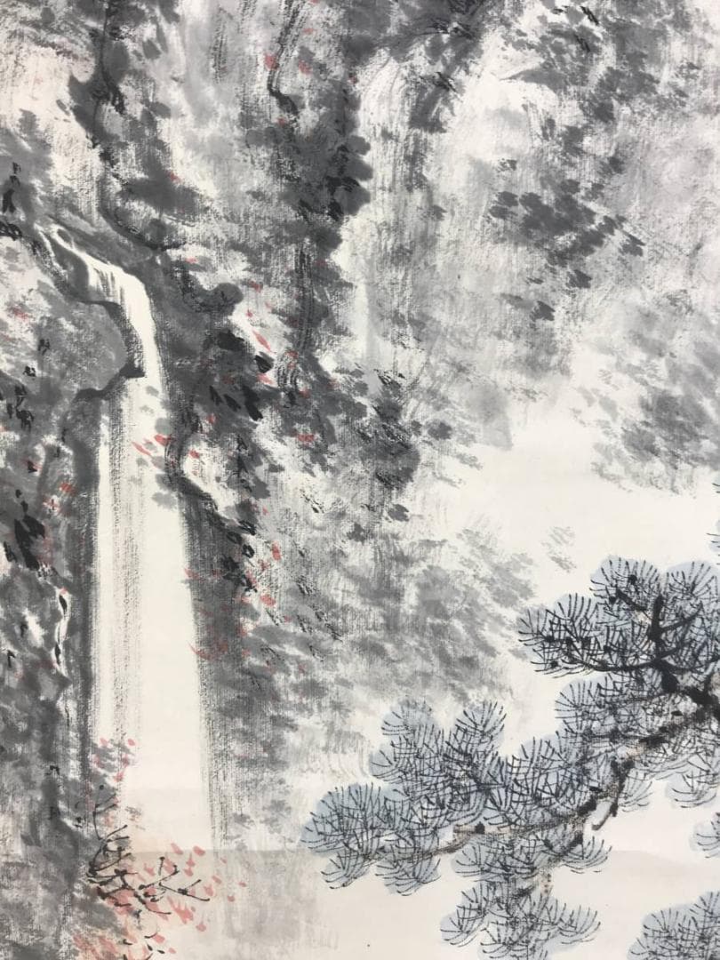 作者不詳/秋景本光城境内図/山水図/人物図/掛軸/名家伝来/AE-