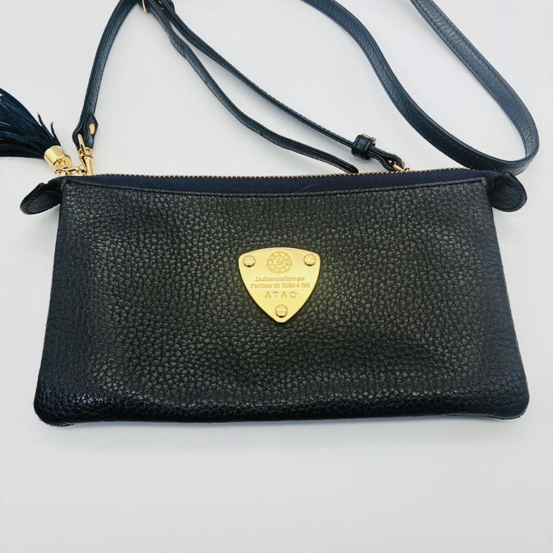 【美品】 ATAO アタオ オフィスブーブー ショルダーバッグ シボ革 ネイビー