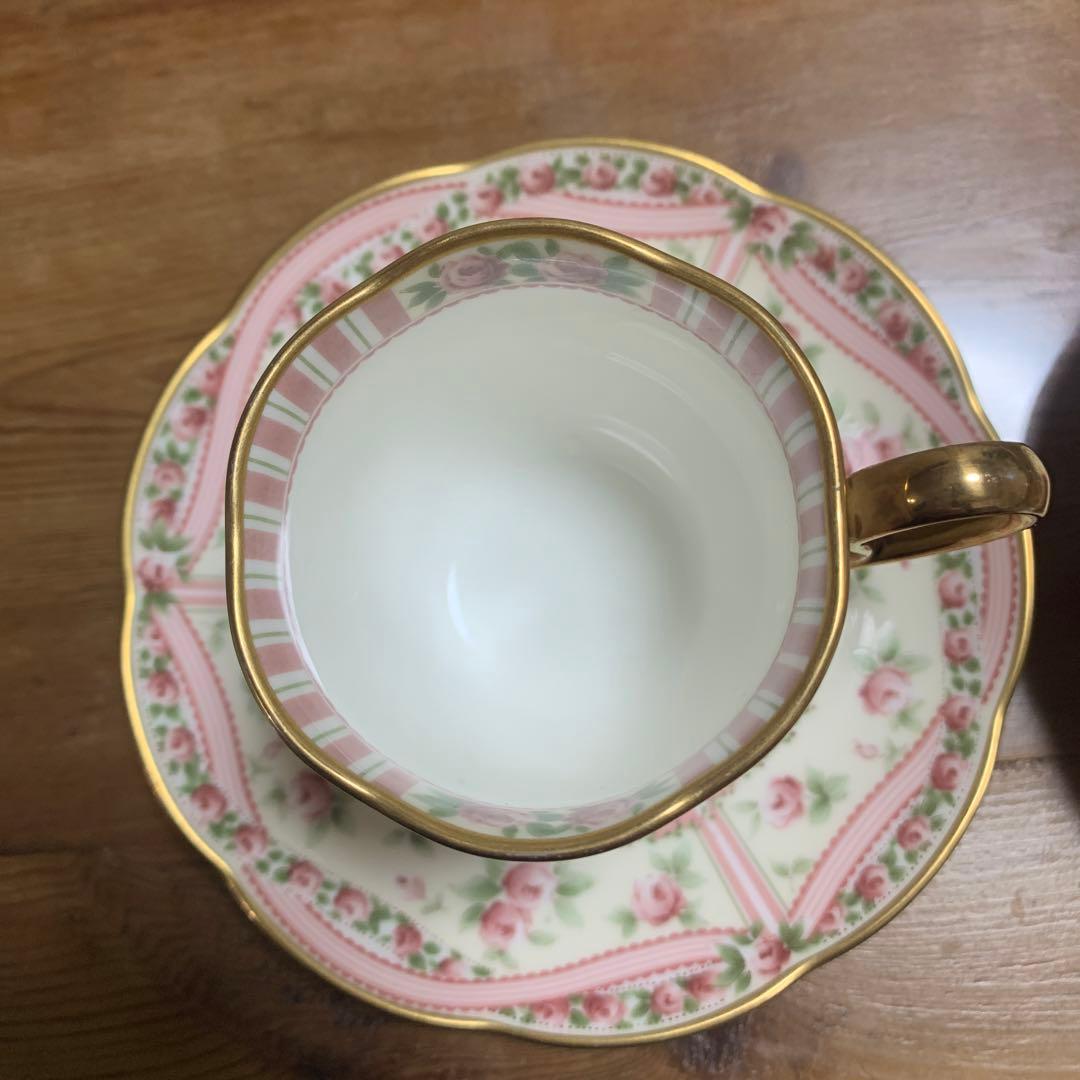 ノリタケ デミタスカップ ソーサー ボーンチャイナ 花柄 ローズ ピンク