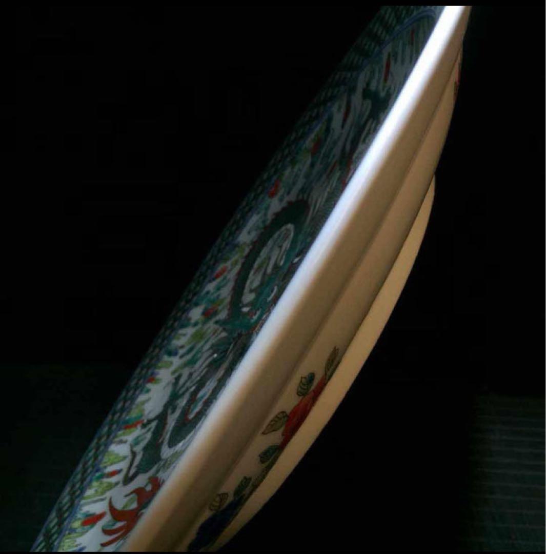 中国古美術・旧蔵粉彩陶芸・大清康熙年製　超大型盤龍彩飾皿・風水置物骨董品・極細工