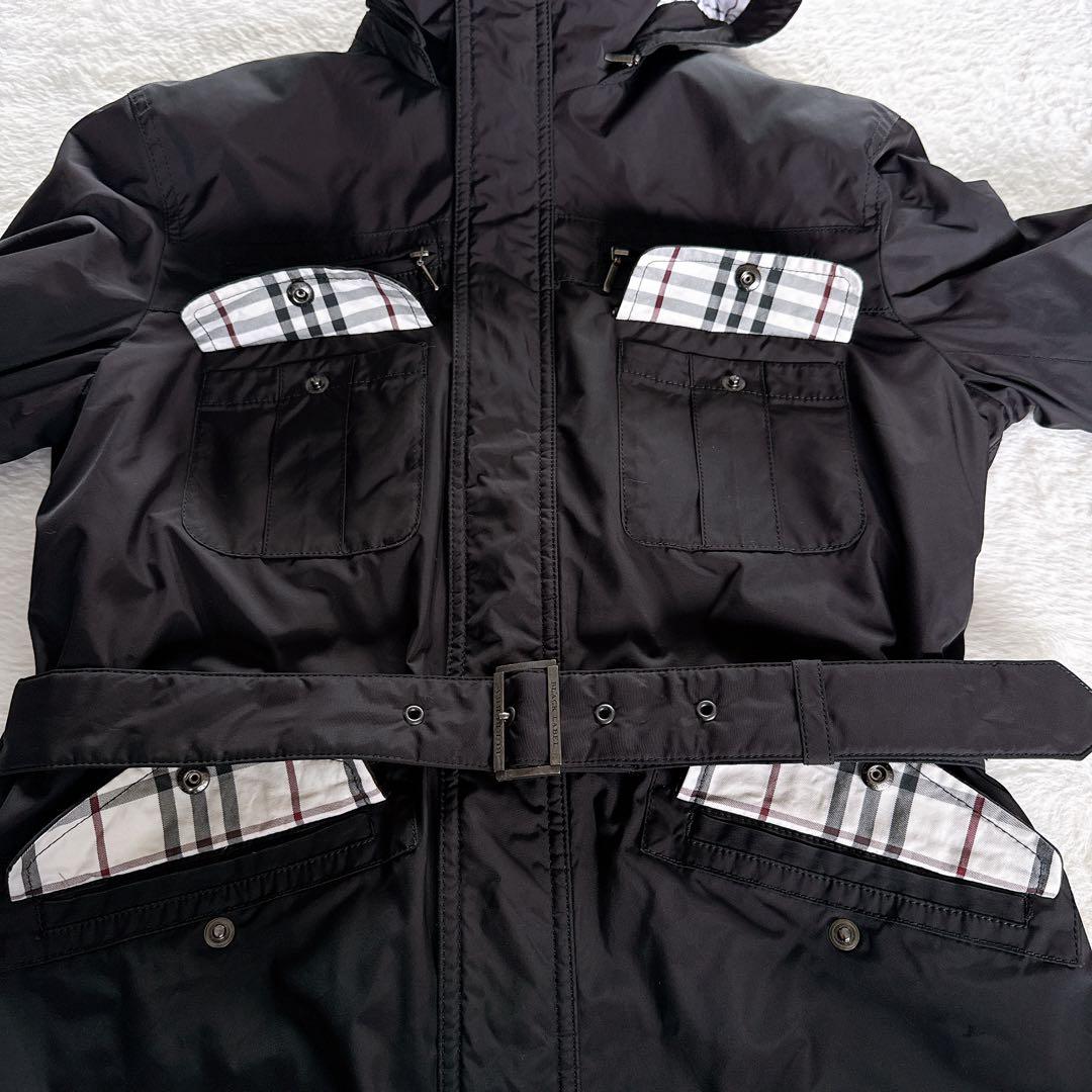 バーバリーブラックレーベル】中綿 コート ブルゾン ラビットファー 黒