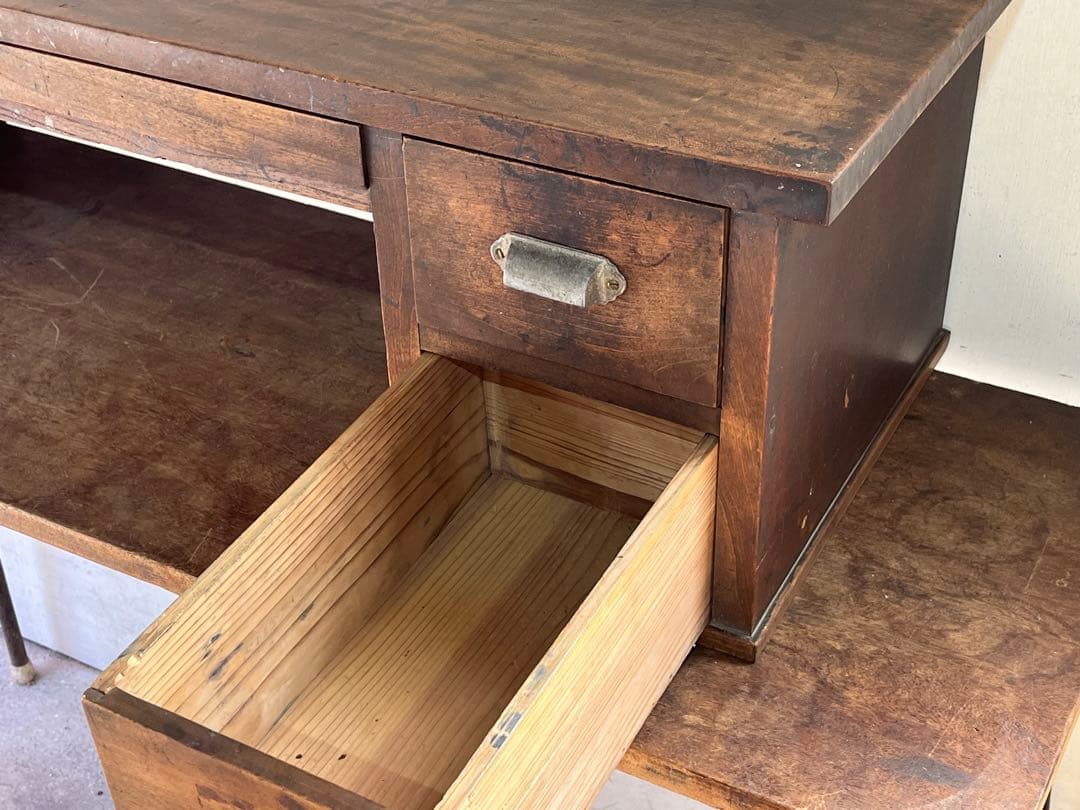 古い味のある文机 座卓 テーブル 引き出し 木製 和風 家具 古道具