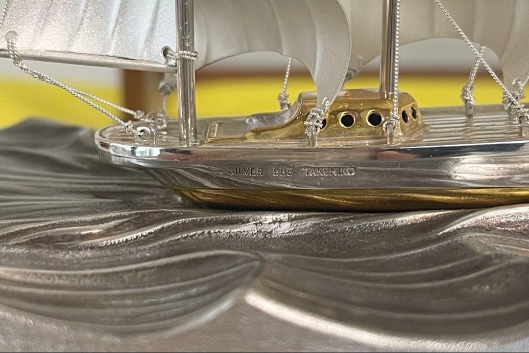 【希少】銀製 武比古シルバーSILVER 銀船 大型帆船 クリッパー 置き物