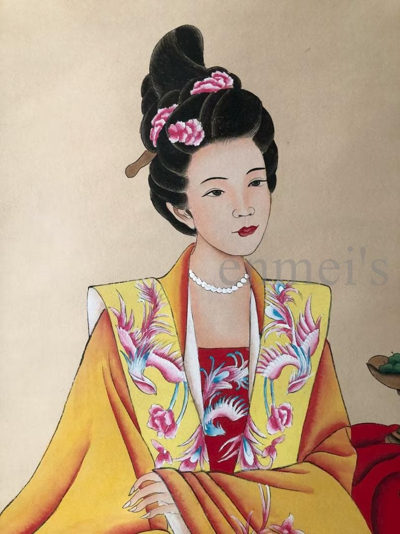 中国古美術・四尺仕女掛軸・国画・張大千印款・書道品・茶道・賞物・