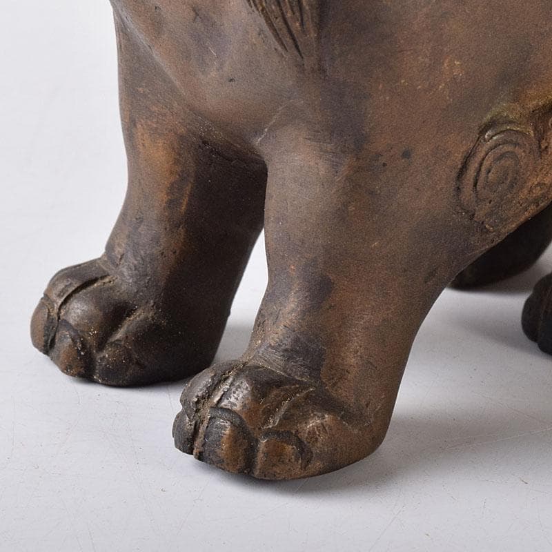 時代金工　古銅　獅子香合　時代箱　V　R8303