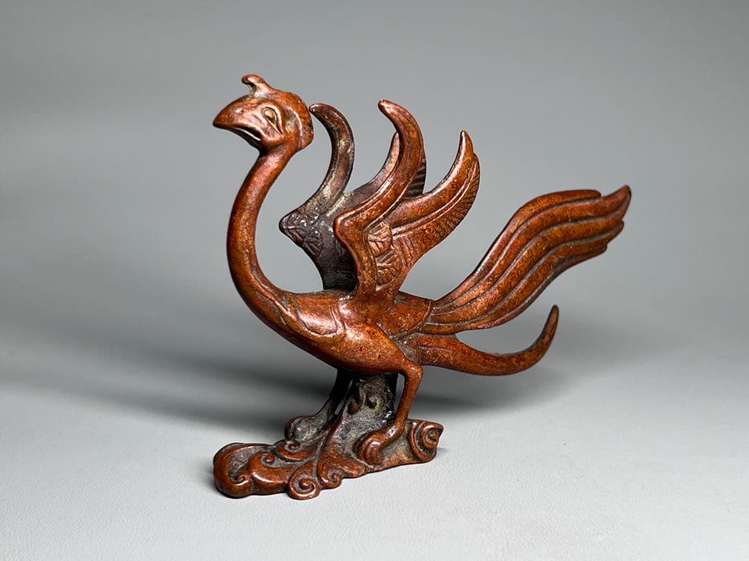 古美術 置物 朱雀 細工 金属工芸 古銅 骨董品 アンティーク 飾り物