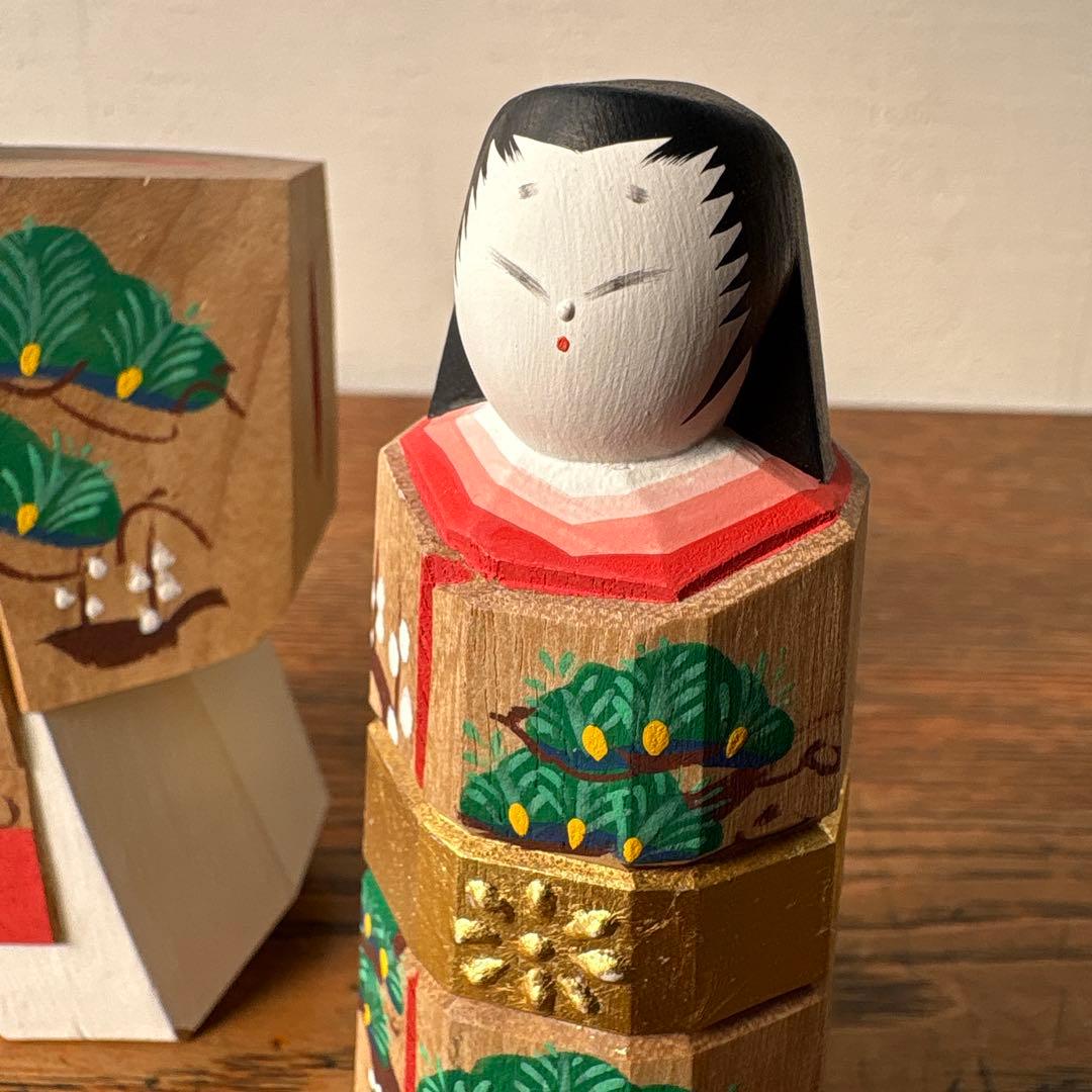 奈良一刀彫 木製 立ち雛 作家物 藤代光雄 創作雛 木彫り