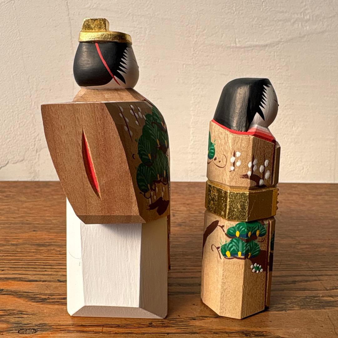 奈良一刀彫 木製 立ち雛 作家物 藤代光雄 創作雛 木彫り