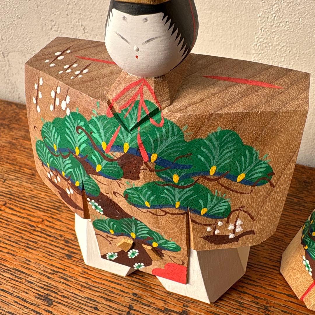 奈良一刀彫 木製 立ち雛 作家物 藤代光雄 創作雛 木彫り