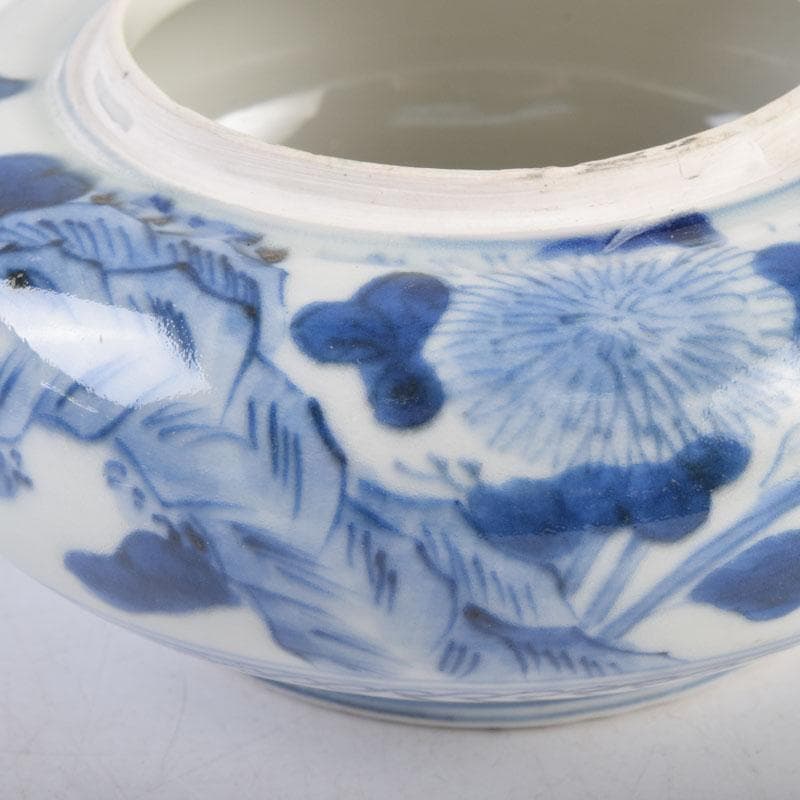 瀬戸焼　古瀬戸染付花草文　茶壷　蓋物　蓋壷　蓋香炉　V　8382