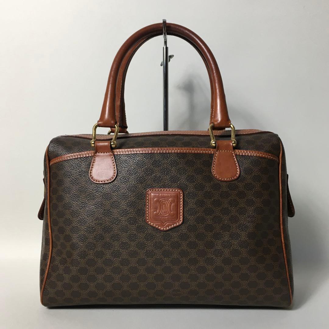 2507-32｜美品｜セリーヌ ハンドバッグ ブラウン マカダム柄 トリオンフ