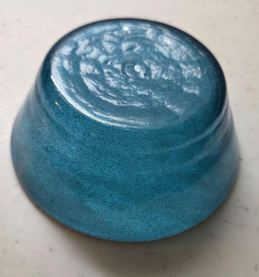 小谷真三/眞三 吹きガラス ブルー 倉敷ガラス 気泡 直径13.5cm ボウル