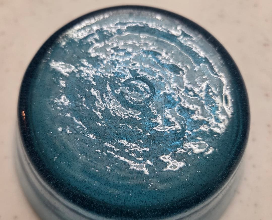 小谷真三/眞三 吹きガラス ブルー 倉敷ガラス 気泡 直径13.5cm ボウル