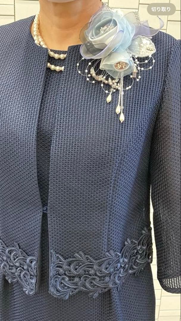 東京ソワール PETITSOIR コサージュ ブローチブルー シルバー 美品